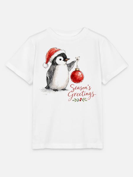 Weihnachtspinguin mit Ornament - Stanley/Stella Kinder T-Shirt MINI CREATOR - Weiß