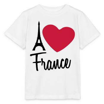 I Love France Eiffel Tower Paris - T-shirt bio MINI CREATOR Stanley/Stella Enfant - blanc - Devant - Maike (125cm)