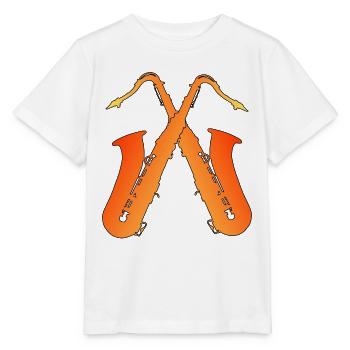 Saxofone / Orange - Stanley/Stella Kinder T-Shirt MINI CREATOR  - Weiß - Vorne - Maike (125cm)