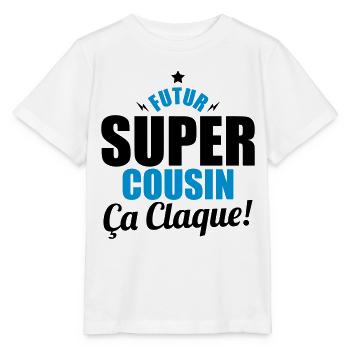 futur super cousin ça claque - T-shirt bio MINI CREATOR Stanley/Stella Enfant - blanc - Devant - Maike (125cm)