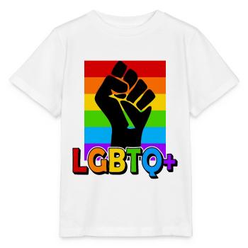 Pride month Regenbogen Fahne Faust - Stanley/Stella Kinder T-Shirt MINI CREATOR  - Weiß - Vorne - Maike (125cm)