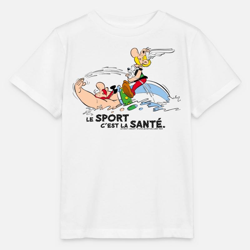 Astérix et Obélix se baignent avec Idéfix - T-shirt bio MINI CREATOR Stanley/Stella Enfant - blanc