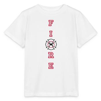 FIRE Vertikal mit Malteserkreuz - Stanley/Stella Kinder T-Shirt MINI CREATOR  - Weiß - Vorne - Maike (125cm)