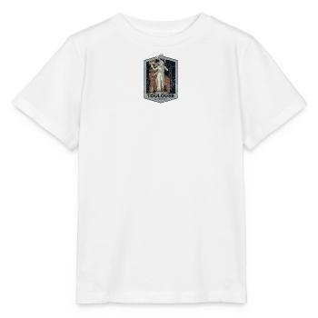 Badge retro, Toulouse France est ma ville natale - T-shirt bio MINI CREATOR Stanley/Stella Enfant - blanc - Devant - Maike (125cm)