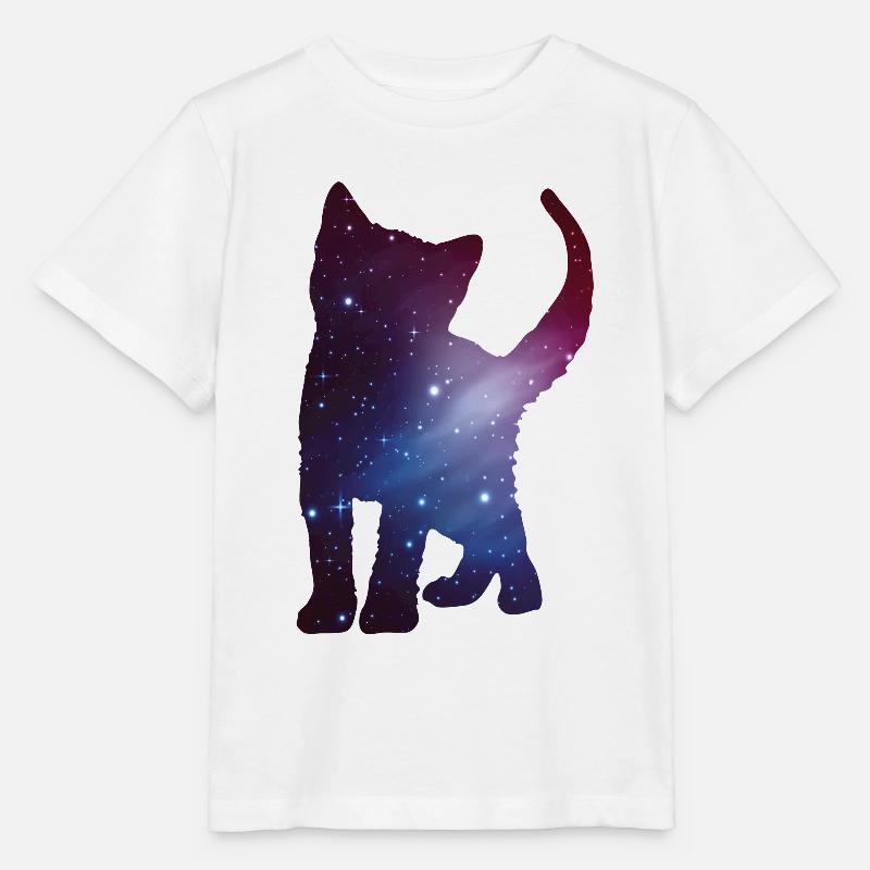 Cat Kitten Silhouette Space Cat Space Gift - Stanley/Stella MINI CREATOR Kids’ T-Shirt - white