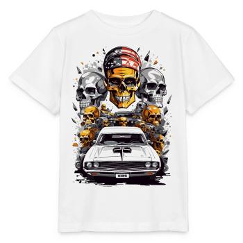 Muscle Car et crânes - T-shirt bio MINI CREATOR Stanley/Stella Enfant - blanc - Devant - Maike (125cm)