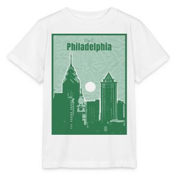 Philadelphia Skyline Druck - Stanley/Stella Kinder T-Shirt MINI CREATOR  - Weiß - Vorne - Maike (125cm)