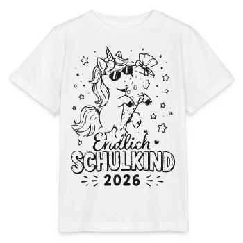Einhorn Schulkind 2026 Edition - Stanley/Stella Kinder T-Shirt MINI CREATOR  - Weiß - Vorne - Maike (125cm)