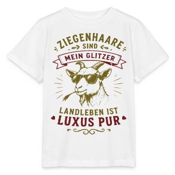 Ziege mit Glitzer: Luxus Landleben - Stanley/Stella Kinder T-Shirt MINI CREATOR  - Weiß - Vorne - Maike (125cm)