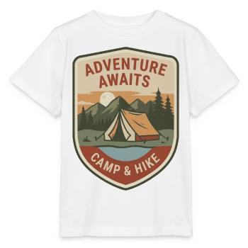 Abenteuer wartet: Camp & Hike - Stanley/Stella Kinder T-Shirt MINI CREATOR  - Weiß - Vorne - Maike (125cm)