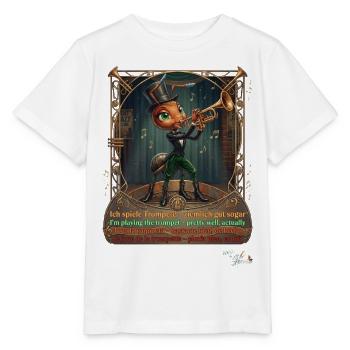 Ameise MALÚ Trompete Jazz Band Brass Musik Pop Art - Stanley/Stella Kinder T-Shirt MINI CREATOR  - Weiß - Vorne - Maike (125cm)