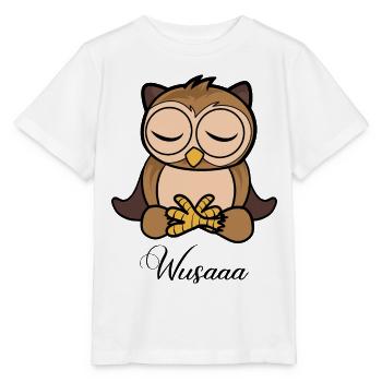 Auszeit Durchatmen Wusaaa Eule - Stanley/Stella Kinder T-Shirt MINI CREATOR  - Weiß - Vorne - Maike (125cm)