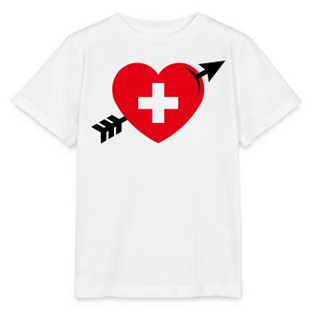 Heart - Swiss Cross Arrow (I Love Switzerland, 3C) - Stanley/Stella MINI CREATOR Kids’ T-Shirt - white - Front - Maike (125cm)