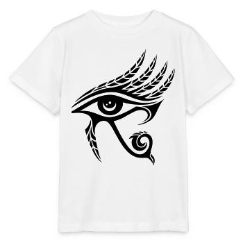 Auge des Horus mit Federn, Ägypten, Spiritualität - Stanley/Stella Kinder T-Shirt MINI CREATOR  - Weiß - Vorne - Maike (125cm)