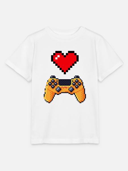 Retro-Gaming-Herzcontroller - Stanley/Stella Kinder T-Shirt MINI CREATOR - Weiß