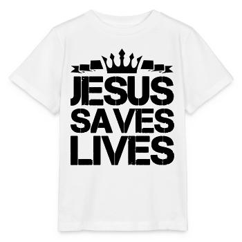 Jésus sauve des vies - T-shirt bio MINI CREATOR Stanley/Stella Enfant - blanc - Devant - Maike (125cm)