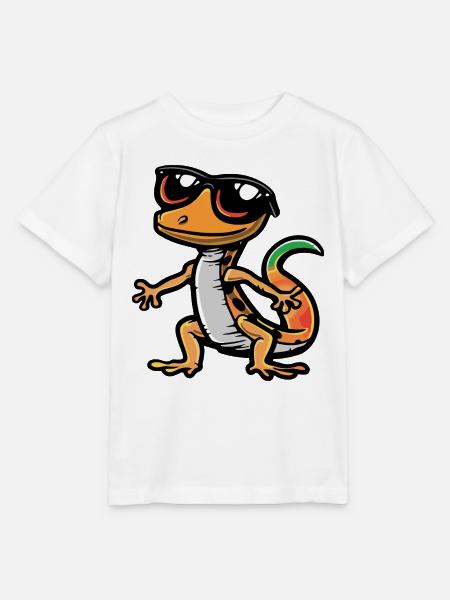 Echse Comic Cool - Stanley/Stella Kinder T-Shirt MINI CREATOR - Weiß