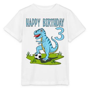 Dinosaur Rex Football 3 Happy Birthday Blue - Stanley/Stella MINI CREATOR Kids’ T-Shirt - white - Front - Maike (125cm)
