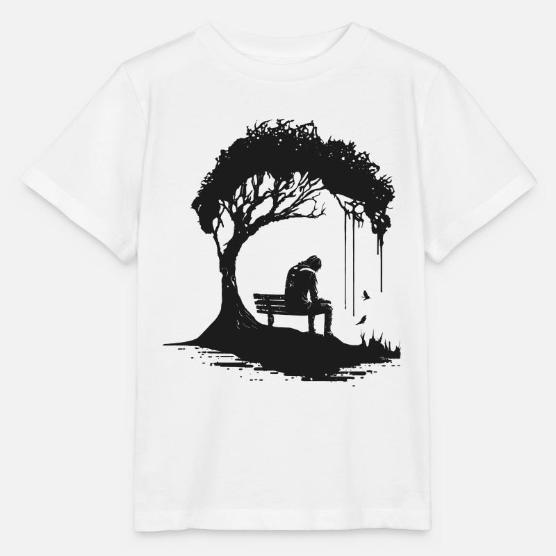 Minimal Design, Baum, Silhouette, Einsam, Natur - Stanley/Stella Kinder T-Shirt MINI CREATOR  - Weiß