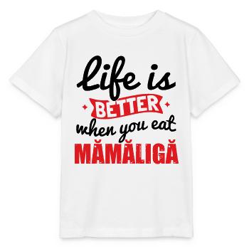 Essen Sie Mamaliga rumänisches Essen - Stanley/Stella Kinder T-Shirt MINI CREATOR  - Weiß - Vorne - Maike (125cm)