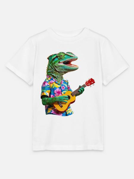 Chamäleon spielt Ukulele - Stanley/Stella Kinder T-Shirt MINI CREATOR - Weiß
