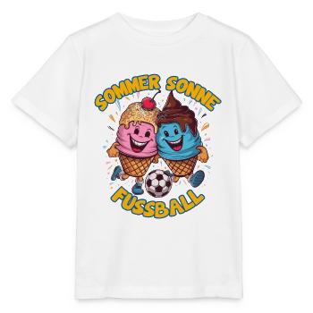 Soleil d’été Soccer Rire Coups de pied Cornets de crème glacée - T-shirt bio MINI CREATOR Stanley/Stella Enfant - blanc - Devant - Maike (125cm)