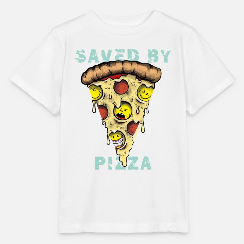 SmileyWorld Saved By Pizza - Stanley/Stella MINI CREATOR Kids’ T-Shirt - white