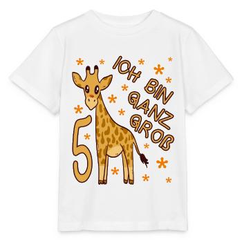 5 Jahre Geburtstag Giraffe - Stanley/Stella Kinder T-Shirt MINI CREATOR  - Weiß - Vorne - Maike (125cm)