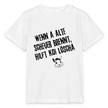 Brennende Scheuer | Redewendung - Stanley/Stella Kinder T-Shirt MINI CREATOR  - Weiß - Vorne - Maike (125cm)