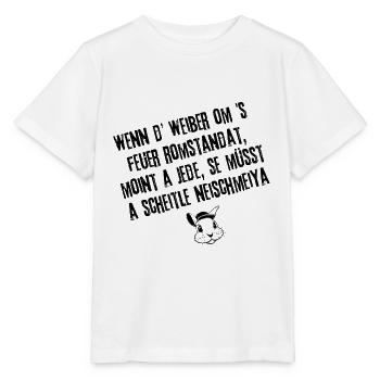 Schwäbische Frauenweisheit | Redewendung - Stanley/Stella Kinder T-Shirt MINI CREATOR  - Weiß - Vorne - Maike (125cm)