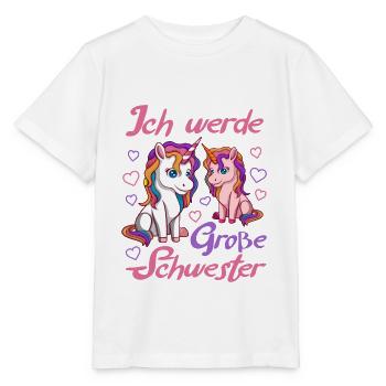 Große Schwester2021 Einhorn mit Herz - Stanley/Stella Kinder T-Shirt MINI CREATOR  - Weiß - Vorne - Maike (125cm)