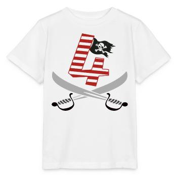 Ich bin 4 Vier / Pirat Geburtstag Party Geschenk - Stanley/Stella Kinder T-Shirt MINI CREATOR  - Weiß - Vorne - Maike (125cm)