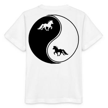 Islandpferde Yin Yang Freizeitreiten Pferd - Stanley/Stella Kinder T-Shirt MINI CREATOR  - Weiß - Hinten - Maike (125cm)