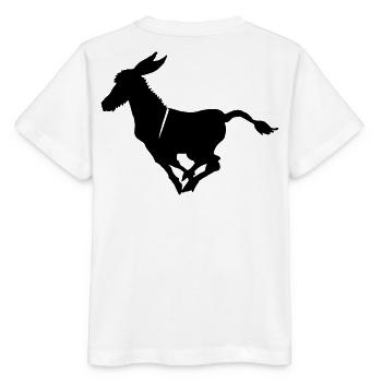 Süßer Esel im Galopp Grautier  - Stanley/Stella Kinder T-Shirt MINI CREATOR  - Weiß - Hinten - Maike (125cm)