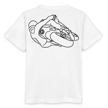 Rennmotorrad in Schräglage - von hinten, dunkel - Stanley/Stella Kinder T-Shirt MINI CREATOR  - Weiß - Hinten - Maike (125cm)