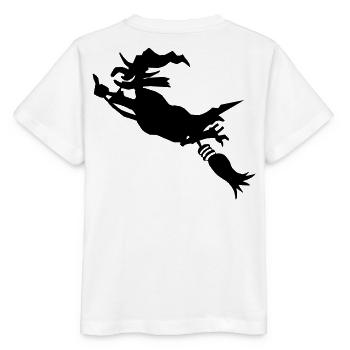 Sorcière avec un balai drôle - T-shirt bio MINI CREATOR Stanley/Stella Enfant - blanc - Dos - Maike (125cm)