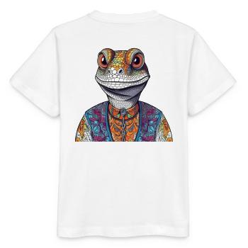 Colorful lizard in street style - Stanley/Stella MINI CREATOR Kids’ T-Shirt - white - Back - Maike (125cm)