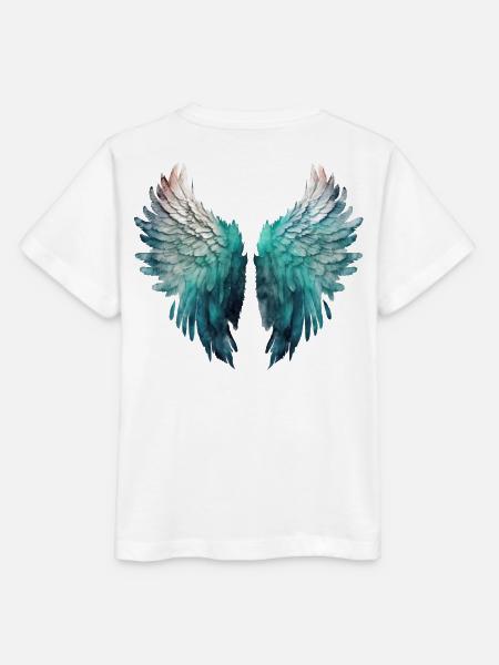 Bemalte aquatische Engelsflügel - Stanley/Stella Kinder T-Shirt MINI CREATOR - Weiß