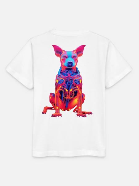 Neon Hund mit Tech-Design - Stanley/Stella Kinder T-Shirt MINI CREATOR - Weiß