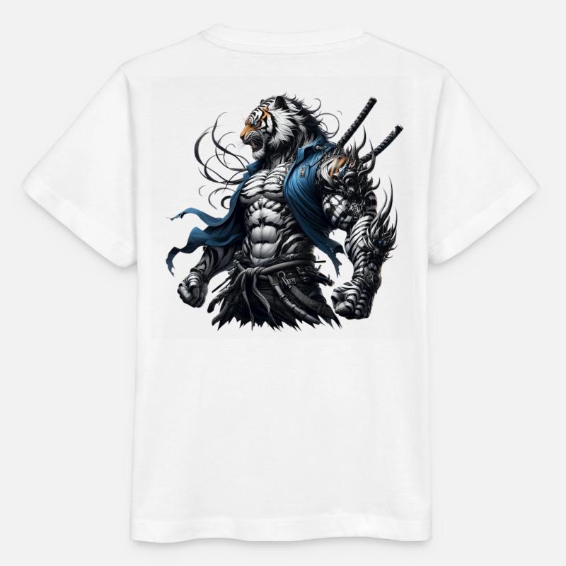 Tigre Samouraï - T-shirt bio MINI CREATOR Stanley/Stella Enfant - blanc