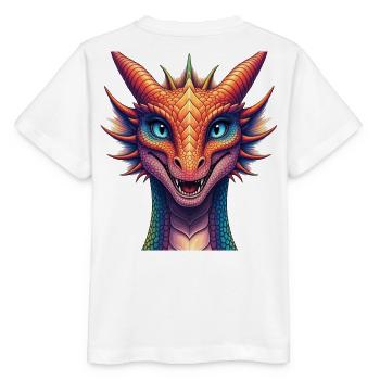 Vibrant Rainbow Dragon Head - Stanley/Stella MINI CREATOR Kids’ T-Shirt - white - Back - Maike (125cm)