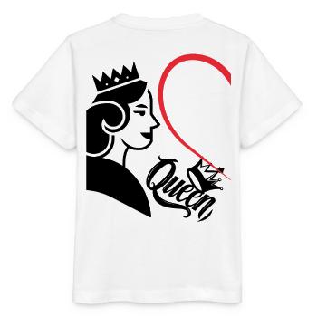 Frau mit Krone und Herzinschrift Königin linke Hälfte - Stanley/Stella Kinder T-Shirt MINI CREATOR  - Weiß - Hinten - Maike (125cm)