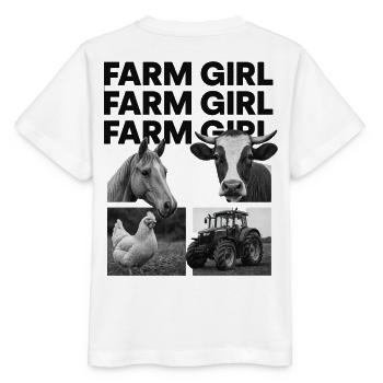 Farm Girl – Conception de tracteur Horse Cow Chicken - T-shirt bio MINI CREATOR Stanley/Stella Enfant - blanc - Dos - Maike (125cm)