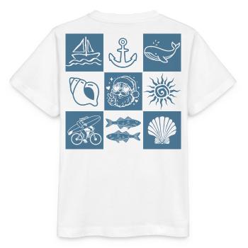 Collage marin graphique nautique avec Père Noel - T-shirt bio MINI CREATOR Stanley/Stella Enfant - blanc - Dos - Maike (125cm)
