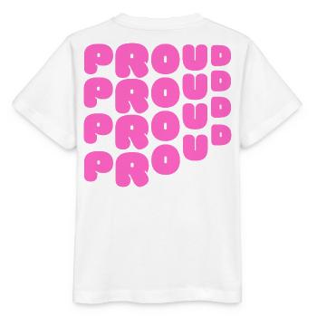 Pride / CSD / LGBTQ+ Design "PROUD" - Stanley/Stella MINI CREATOR Kids’ T-Shirt - white - Back - Maike (125cm)