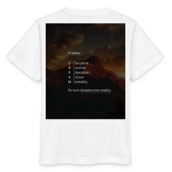 Traum in Bergkulisse – Disziplin - Stanley/Stella Kinder T-Shirt MINI CREATOR  - Weiß - Hinten - Maike (125cm)