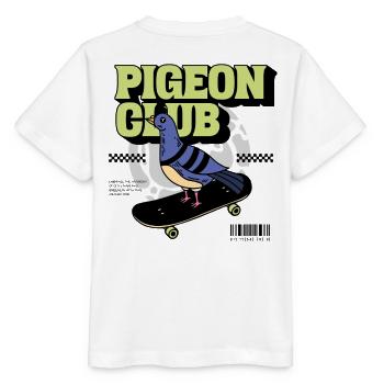 Taube auf Skateboard im modernen Vintage Stil  - Stanley/Stella Kinder T-Shirt MINI CREATOR  - Weiß - Hinten - Maike (125cm)