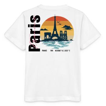 Paris Skyline Vintage Frankreich - Stanley/Stella Kinder T-Shirt MINI CREATOR  - Weiß - Hinten - Maike (125cm)