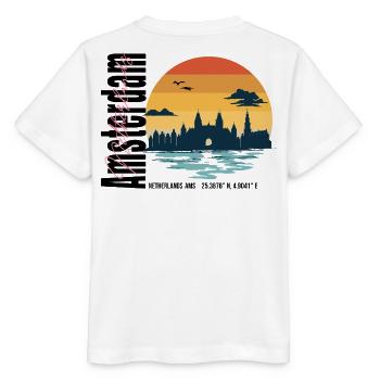 Amsterdam Sunset Skyline Netherlands Vintage - Stanley/Stella Kinder T-Shirt MINI CREATOR  - Weiß - Hinten - Maike (125cm)