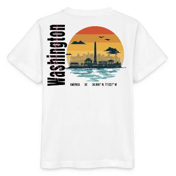 America Washington Sunset Design - T-shirt bio MINI CREATOR Stanley/Stella Enfant - blanc - Dos - Maike (125cm)